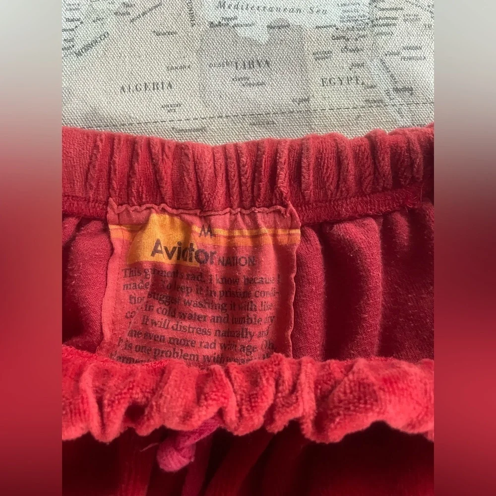 Aviator Nation CLASSIC VELVET SWEATPANTS - RED Size Medium Men’s - Picture 7 of 11